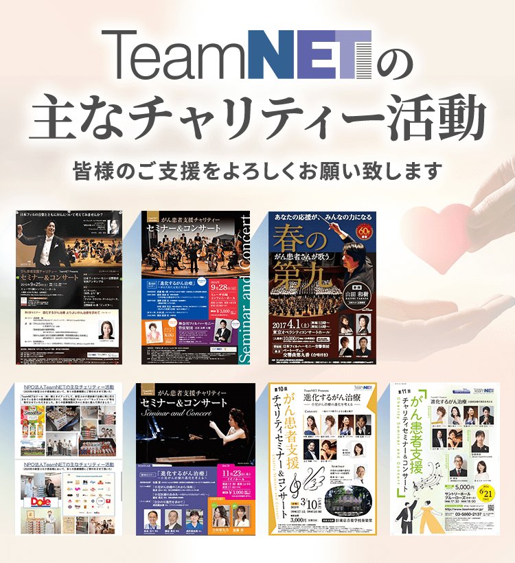 TeamNETの主なチャリティー活動